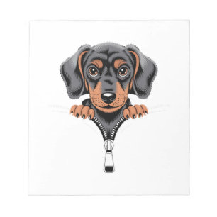 Bloco De Notas Ilustração de Dachshund Fofo Espiando pela Zipper