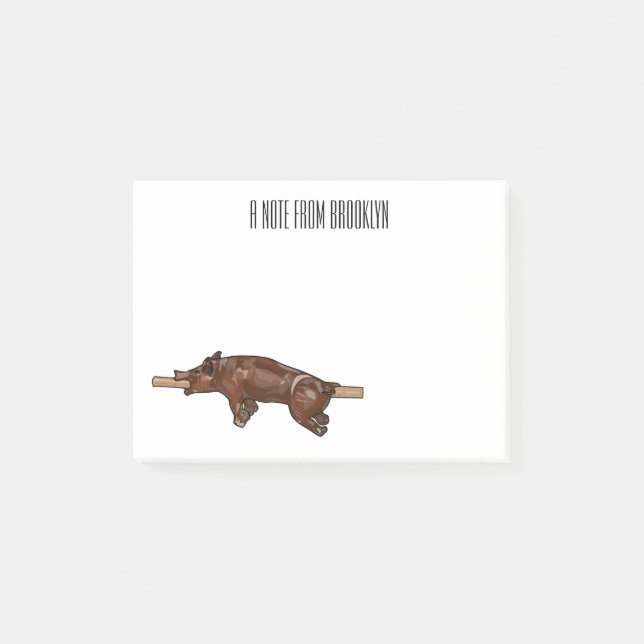 Bloco De Notas Ilustração de desenho animado assado/assado porcin (Frente)