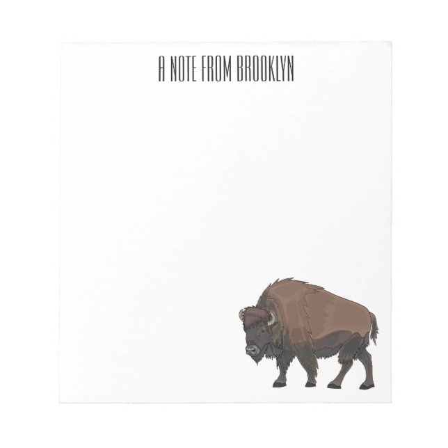 Bloco De Notas Ilustração de desenho animado Bison (Frente)
