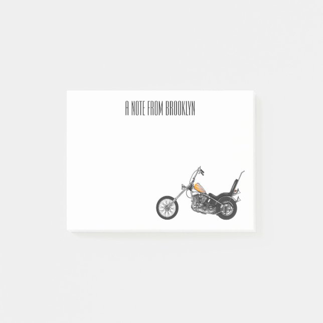 Bloco De Notas Ilustração de desenho animado Chopper Motorcycle 1 (Frente)