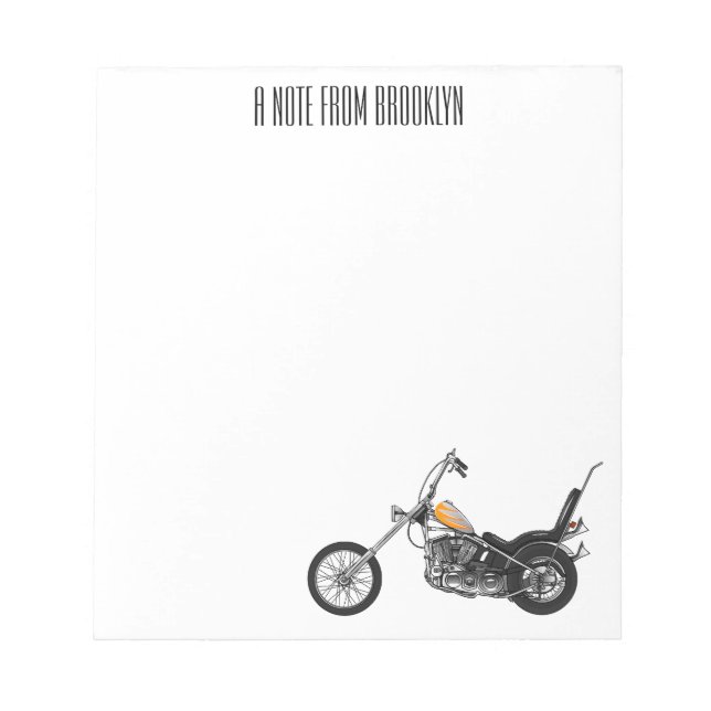 Bloco De Notas Ilustração de desenho animado Chopper Motorcycle 1 (Frente)