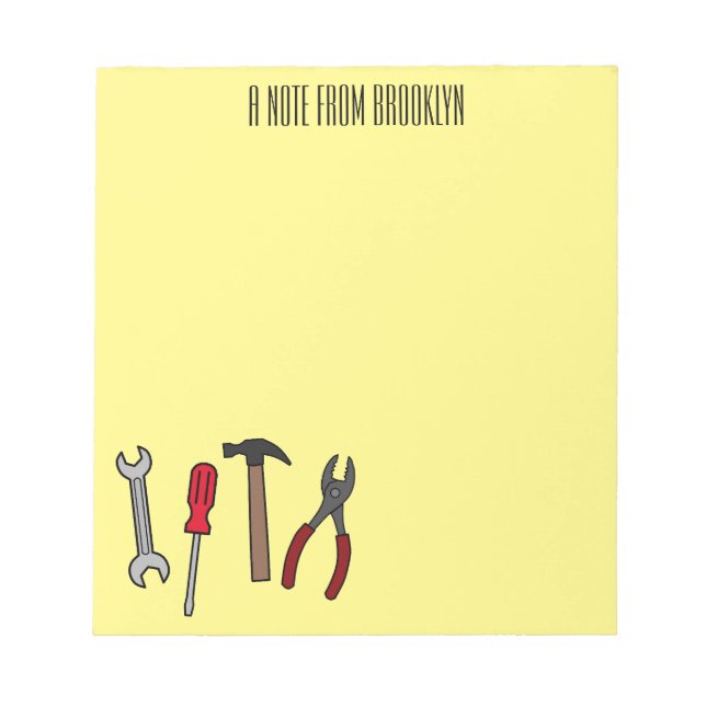 Bloco De Notas Ilustração de desenho animado com ferramentas de c (Frente)