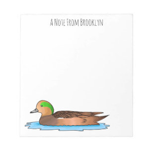 Bloco De Notas Ilustração de desenho animado de ave-wigeon americ