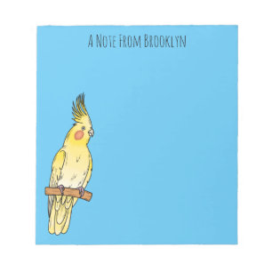 Bloco De Notas Ilustração de desenho animado de aves Cockatiel