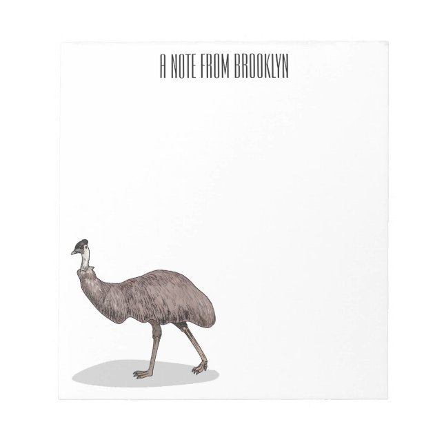 Bloco De Notas Ilustração de desenho animado de aves da Emu (Frente)
