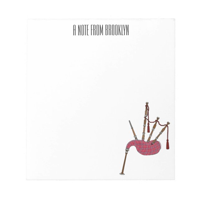 Bloco De Notas Ilustração de desenho animado de Bagpipe (Frente)