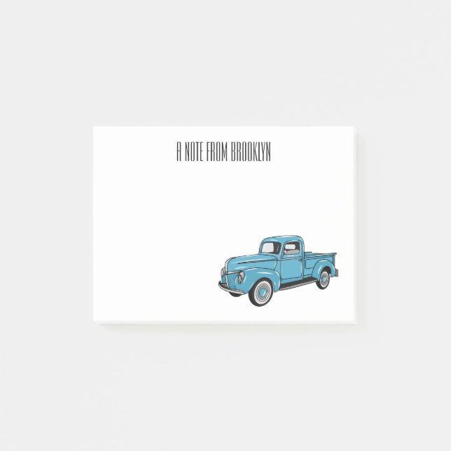 Bloco De Notas Ilustração de desenho animado de caminhão pickup c (Frente)