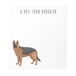 Bloco De Notas ilustração de desenho animado de cão german shephe