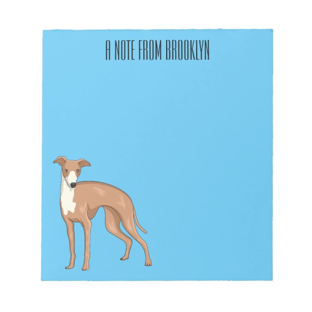Bloco De Notas Ilustração de desenho animado de cão Greyhound (Frente)