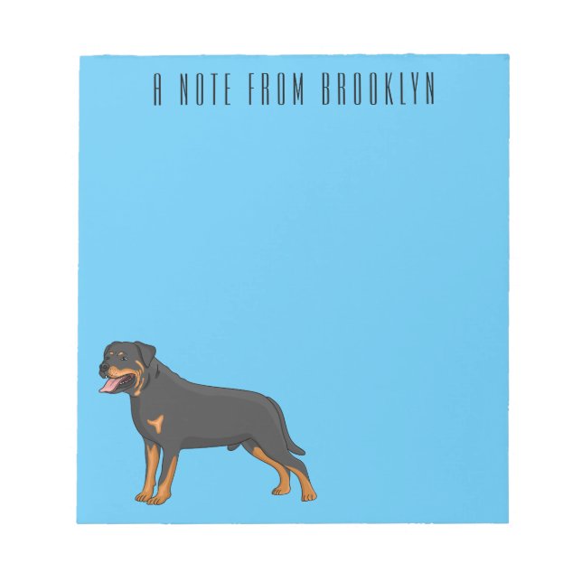 Bloco De Notas Ilustração de desenho animado de cão rottweiler (Frente)