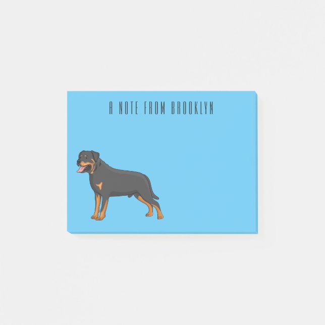 Bloco De Notas Ilustração de desenho animado de cão rottweiler (Frente)