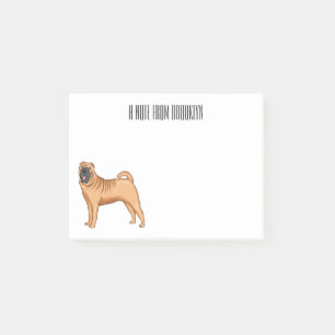 Bloco De Notas Ilustração de desenho animado de cão Shar-Pei chin