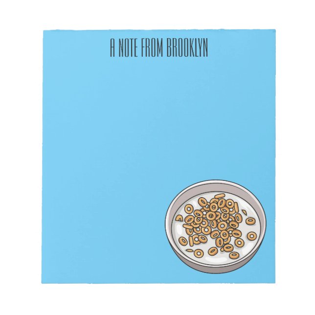 Bloco De Notas Ilustração de desenho animado de cereais (Frente)