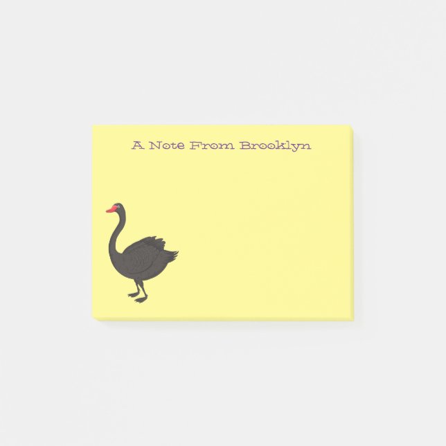 Bloco De Notas Ilustração de desenho animado de cisne preto (Frente)