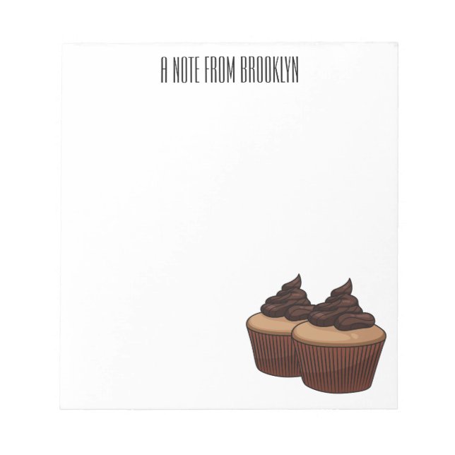 Bloco De Notas ilustração de desenho animado de cupcake (Frente)