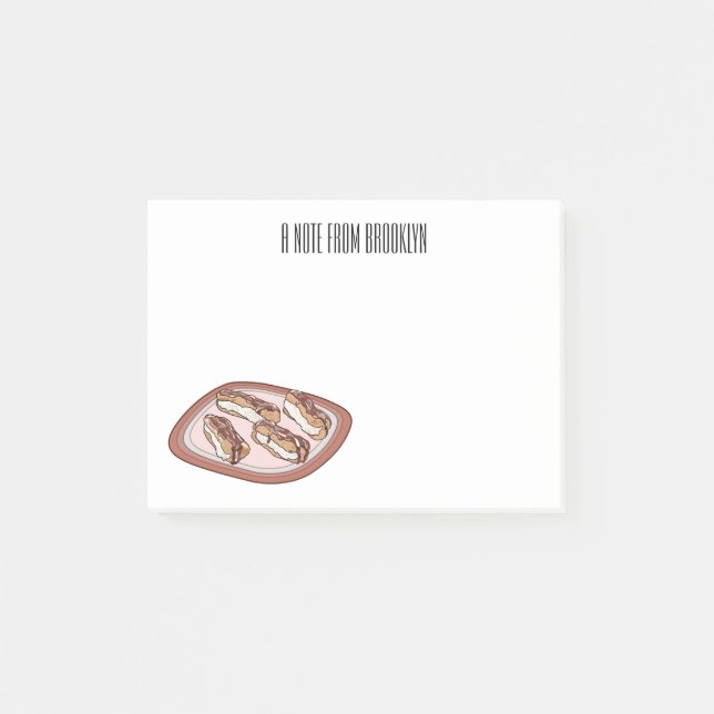 Bloco De Notas Ilustração de desenho animado de eclair de chocola (Frente)