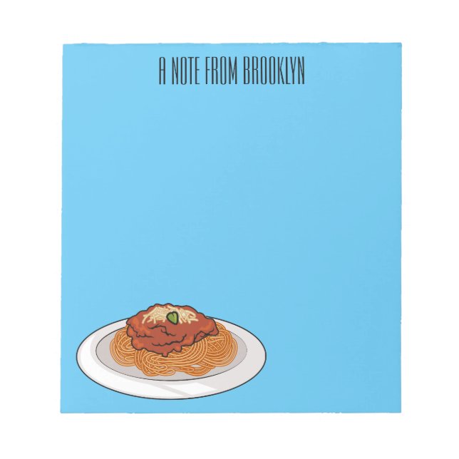 Bloco De Notas Ilustração de desenho animado de Espaguete (Frente)