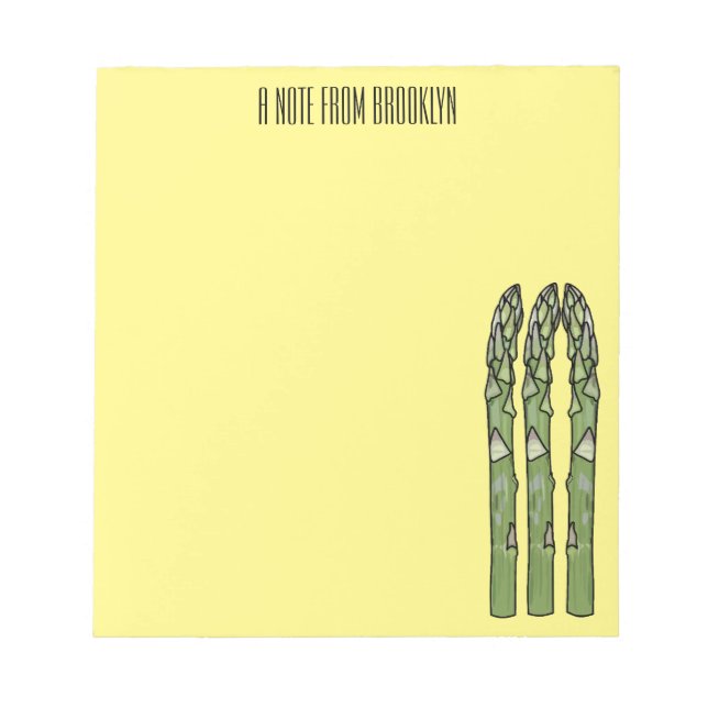 Bloco De Notas Ilustração de desenho animado de espargos (Frente)