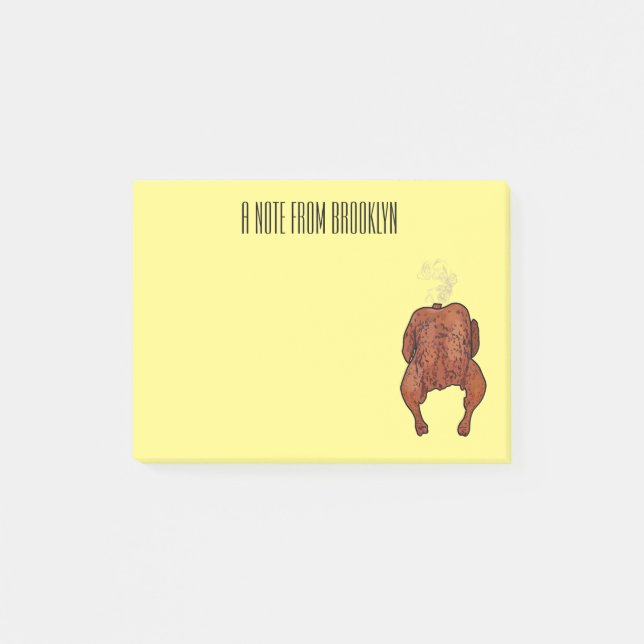Bloco De Notas Ilustração de desenho animado de frango assado (Frente)