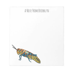 Bloco De Notas Ilustração de desenho animado de gafanhoto de vara