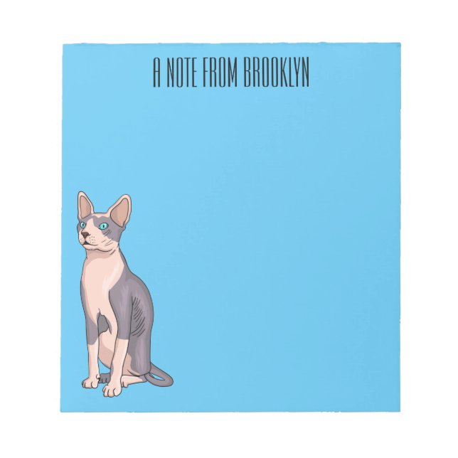 Bloco De Notas Ilustração de desenho animado de gato esphynx (Frente)