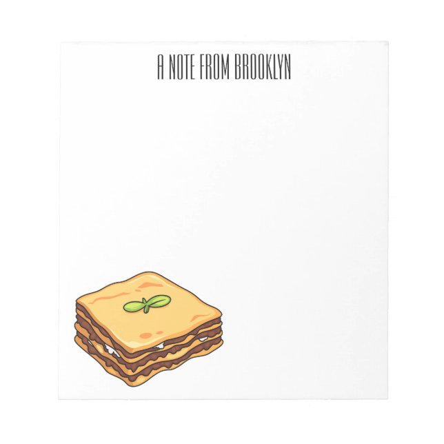 Bloco De Notas Ilustração de desenho animado de Lasagna (Frente)