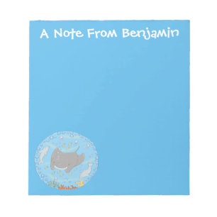 Bloco De Notas Ilustração de desenho animado de manta-branca e bo