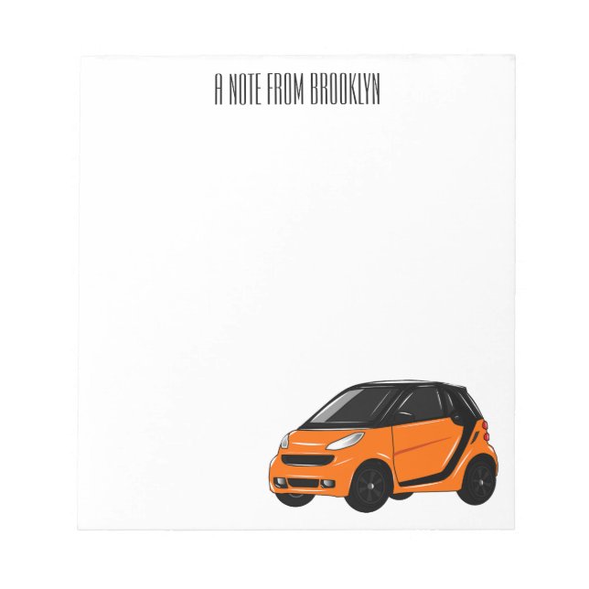 Bloco De Notas Ilustração de desenho animado de microcarro (Frente)