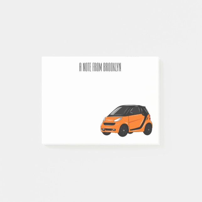 Bloco De Notas Ilustração de desenho animado de microcarro (Frente)