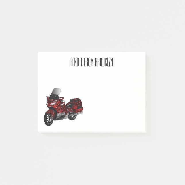 Bloco De Notas Ilustração de desenho animado de motocicleta em tu (Frente)