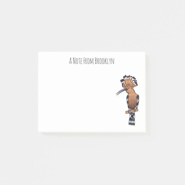 Bloco De Notas Ilustração de desenho animado de pássaros-hópoe-as (Frente)