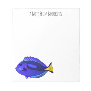 Bloco De Notas Ilustração de desenho animado de peixe marrom azul