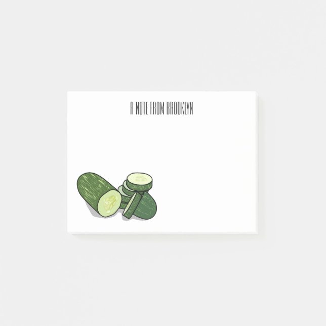 Bloco De Notas Ilustração de desenho animado de pepino (Frente)