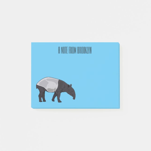 Bloco De Notas Ilustração de desenho animado de Tapir (Frente)