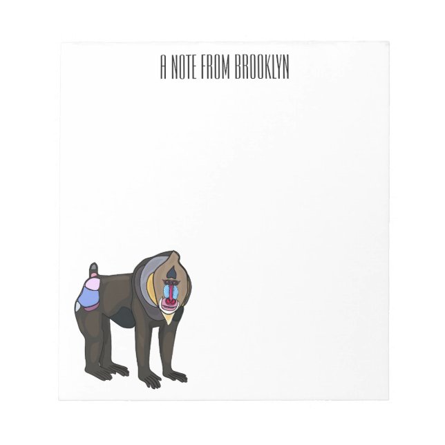 Bloco De Notas Ilustração de desenho animado Mandrill (Frente)