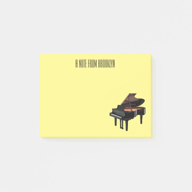 Bloco De Notas Ilustração de desenho animado Piano (Frente)