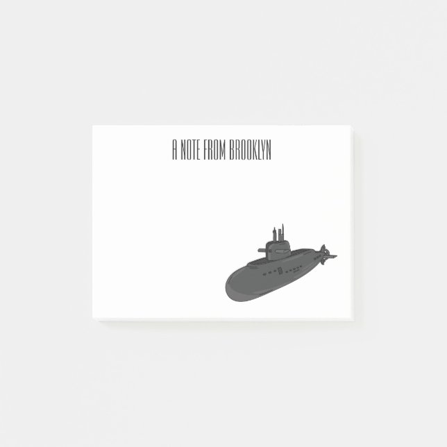 Bloco De Notas Ilustração de desenho animado submarino (Frente)