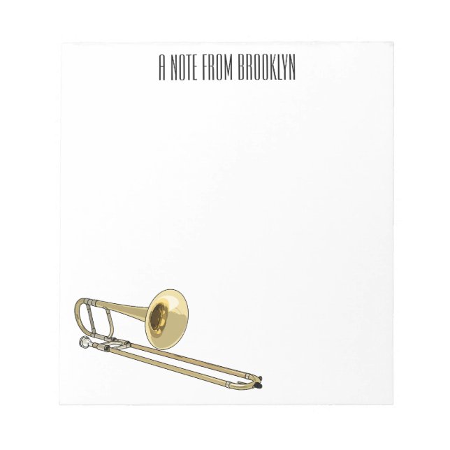 Bloco De Notas Ilustração de desenho animado Trombone (Frente)