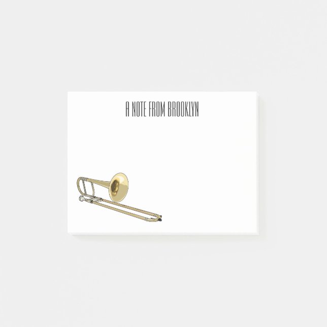 Bloco De Notas Ilustração de desenho animado Trombone (Frente)