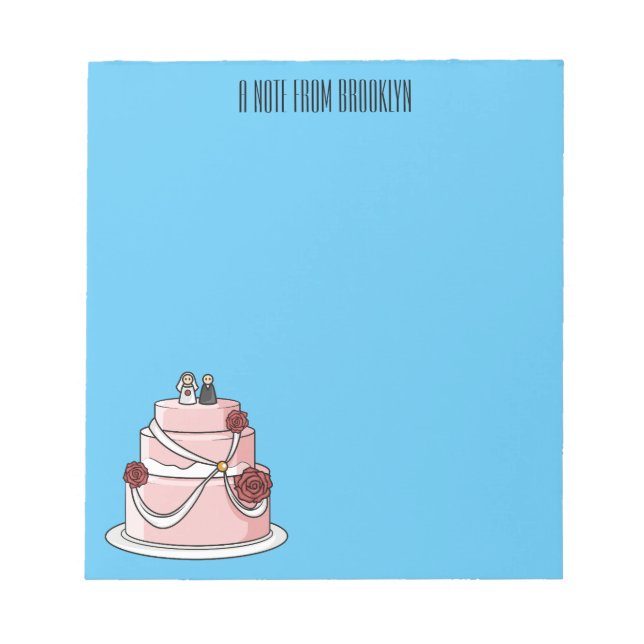 Bloco De Notas Ilustração de desenho de bolo de casamento (Frente)