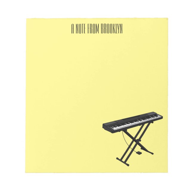 Bloco De Notas Ilustração de desenho de piano de teclado (Frente)