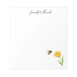 Bloco De Notas Ilustração de flor amarela e abelha