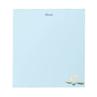 Bloco De Notas Ilustração de Flor de Lotus Branco