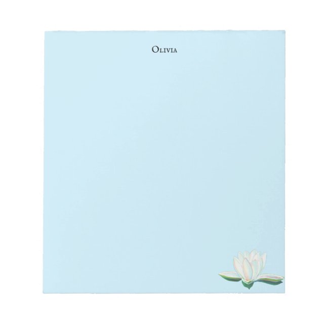 Bloco De Notas Ilustração de Flor de Lotus Branco (Frente)