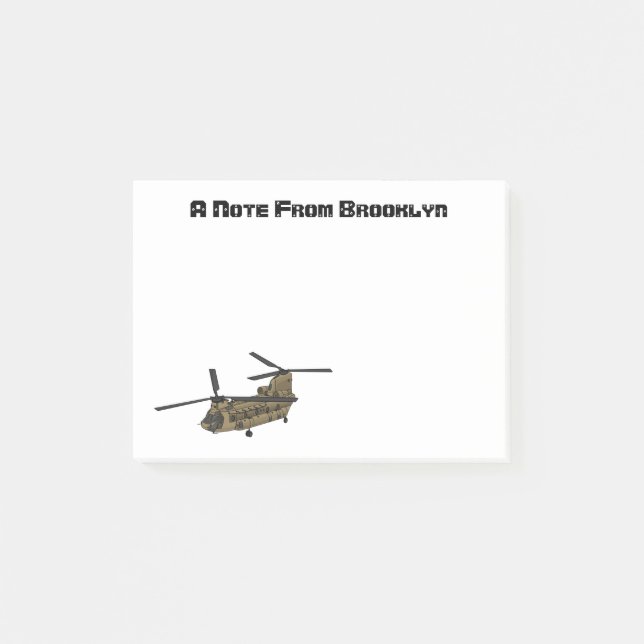 Bloco De Notas Ilustração de helicóptero militar Chinook (Frente)