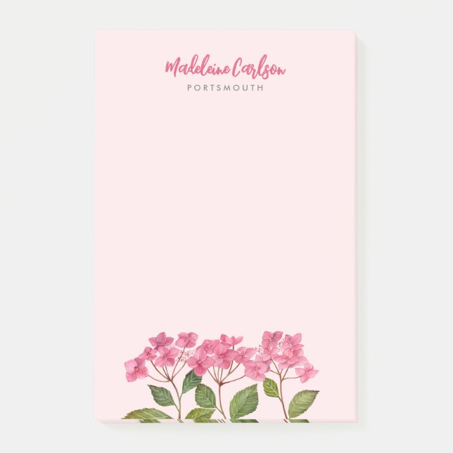 Bloco De Notas Ilustração de Lacecaps de Hydrangea Pink de Aquare (Frente)