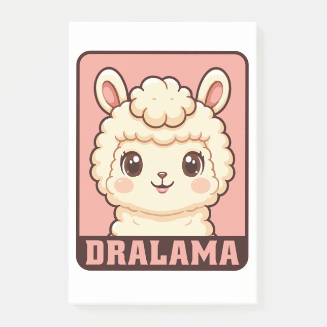 Bloco De Notas Ilustração de lhama fofa design (Frente)