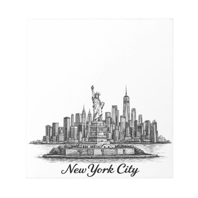 Bloco De Notas Ilustração de Linha do Horizonte de Nova York (Frente)