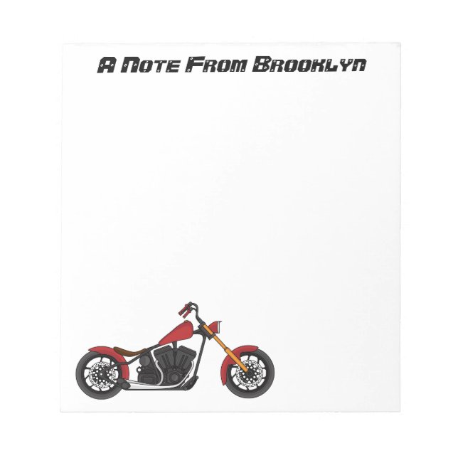 Bloco De Notas Ilustração de moto estilo Chopper (Frente)