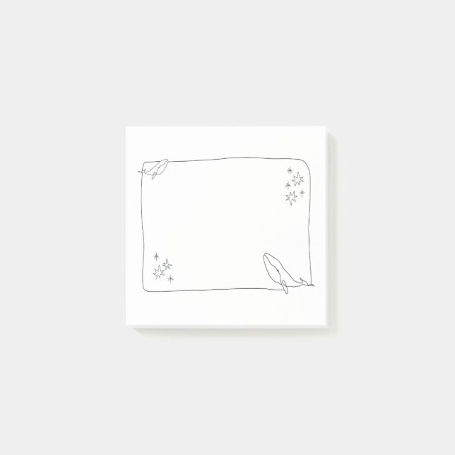 Bloco De Notas Ilustração de quadro de arte em linha, Baleia (Frente)